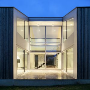 beautiful modern house, night scene